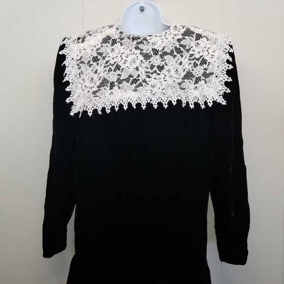 Scott McClintock 4 Dress Black Velvet Lace Collar - Picture 3 of 5